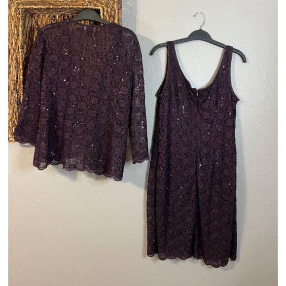 R & M Richards Dress & Jacket Purple 14P 14 P Cruise Wedding Party - Picture 9 of 12